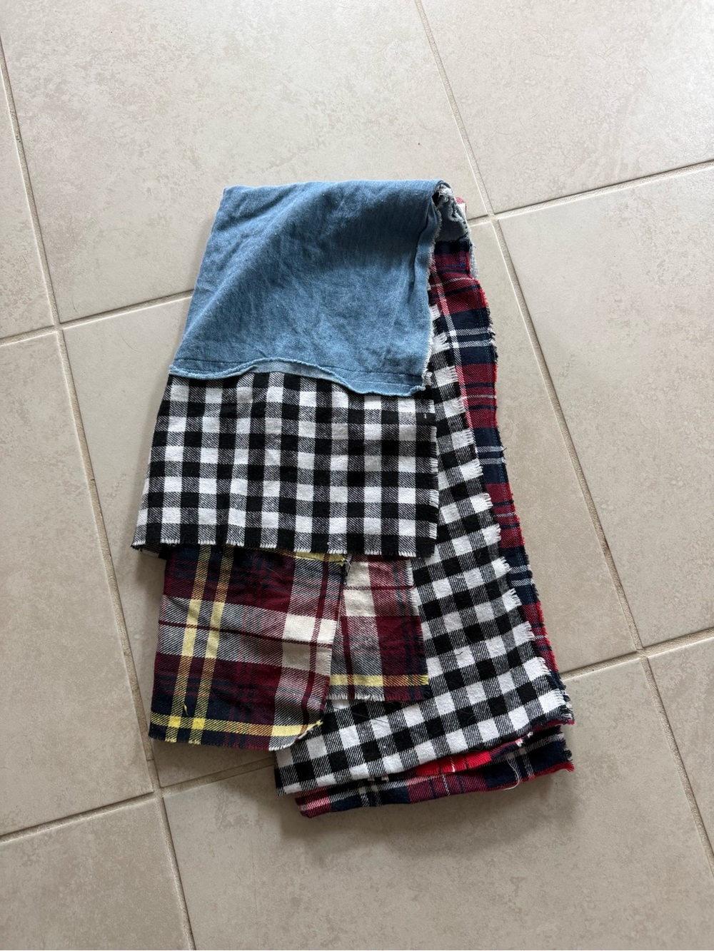 Multicolor Denim Plaid Scarf